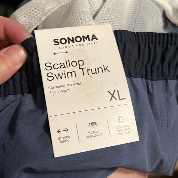 SONOMA Swim Trunks Men’s XL Blue Side pockets zippered back pocket drawstring - Picture 15 of 16